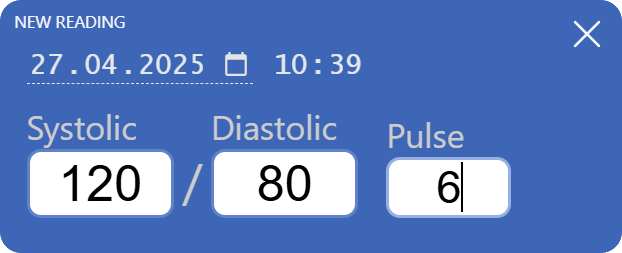 You only need to press seven digit keys to input a blood pressure reading: